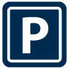 icono azul con una p de parking